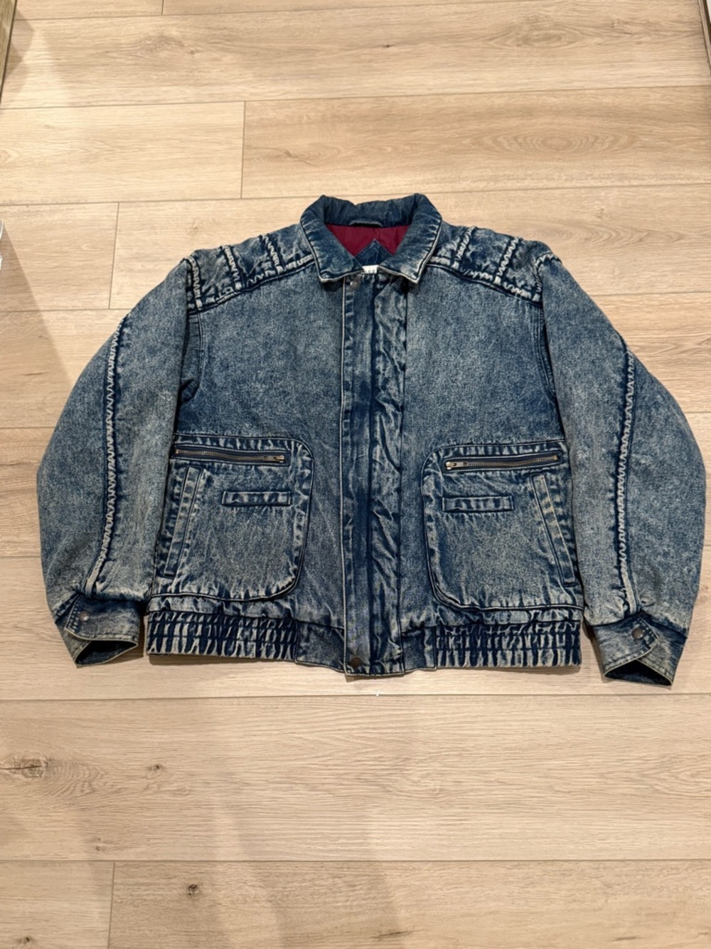Vintage Expressions Streetwise Jacket Mens Size Large Acid Wash Denim Insulated
